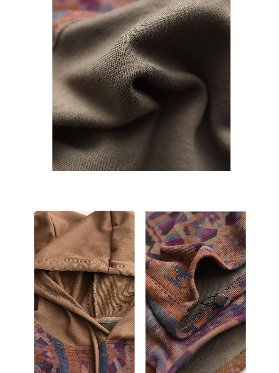 Autumn Flower Hooded Cotton Sweatshirt Wg021