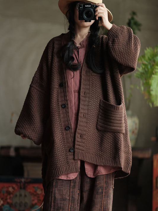 Autumn Knit V-neck Loose Cardigan Sweater Av1050