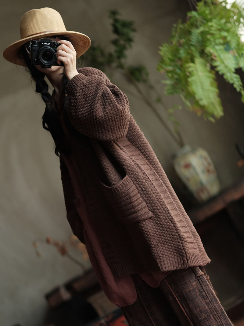 Autumn Knit V-neck Loose Cardigan Sweater Av1050