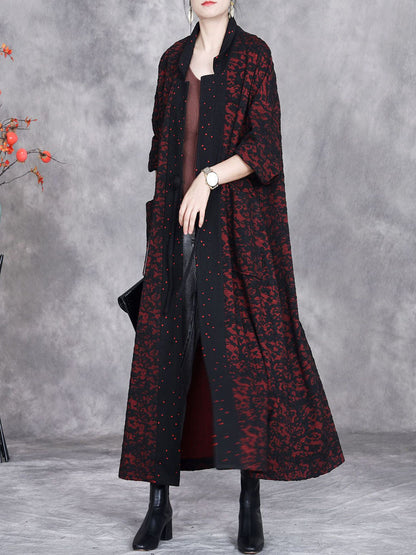 Artsy Autumn Flower Strap Cardigan Loose Coat Av1047