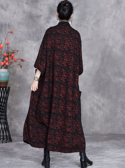 Artsy Autumn Flower Strap Cardigan Loose Coat Av1047