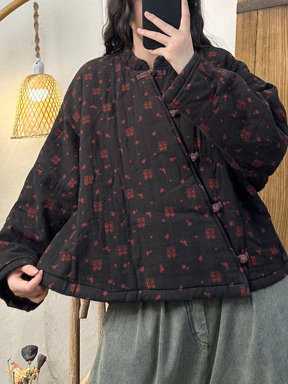 Autumn Artsy Stand Collar Linen Coat Av1048