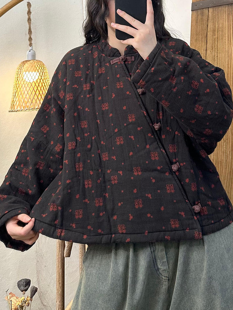 Autumn Artsy Stand Collar Linen Coat Av1048