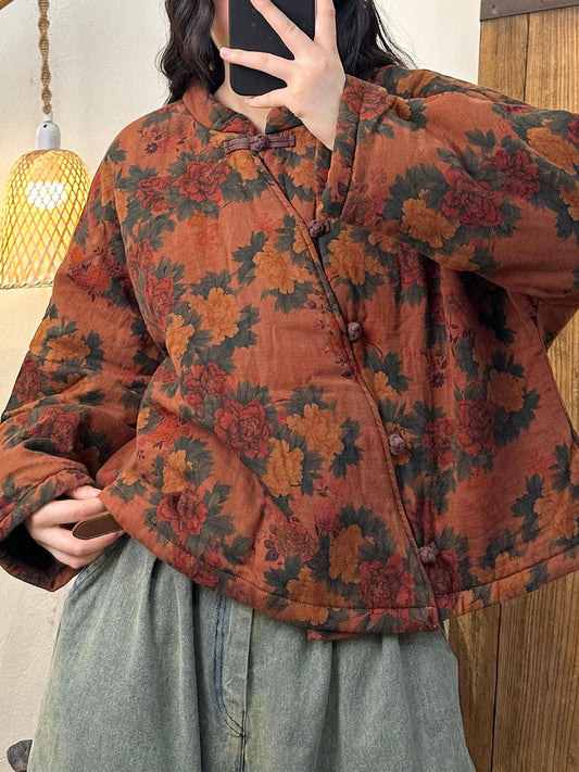 Autumn Artsy Stand Collar Linen Coat Av1048