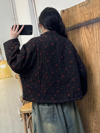 Autumn Artsy Stand Collar Linen Coat Av1048
