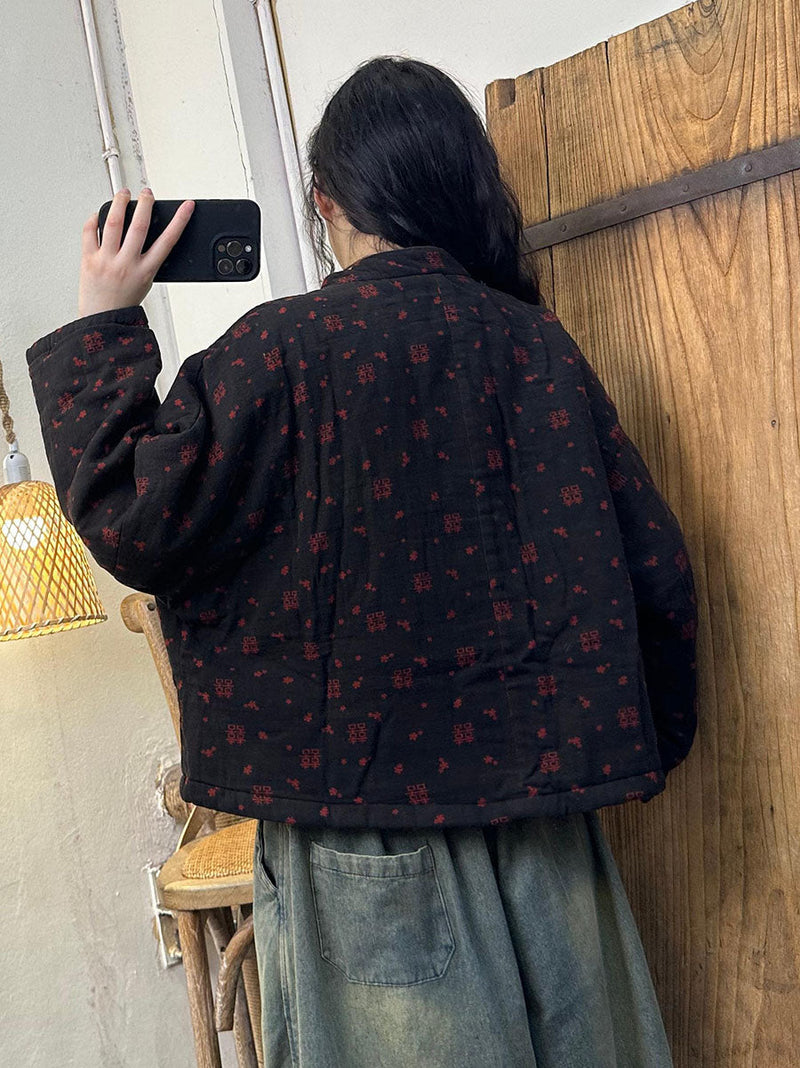 Autumn Artsy Stand Collar Linen Coat Av1048