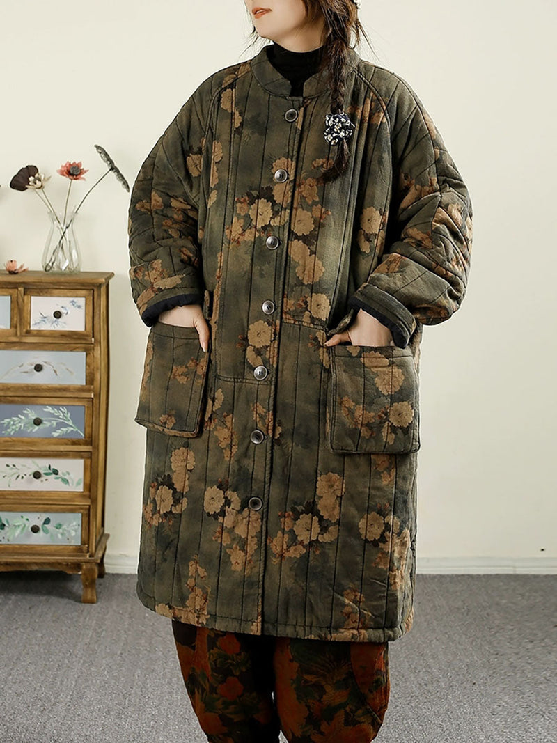 Autumn Flower Cotton Cardigan Coat Ba1017