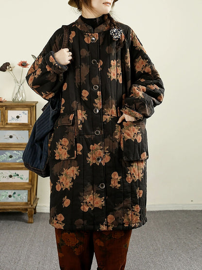 Autumn Flower Cotton Cardigan Coat Ba1017