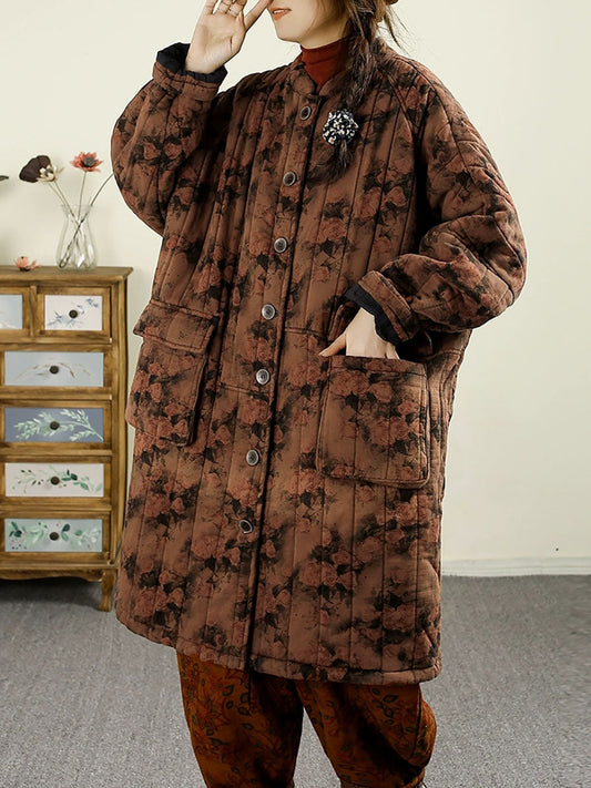 Autumn Flower Cotton Cardigan Coat Ba1017