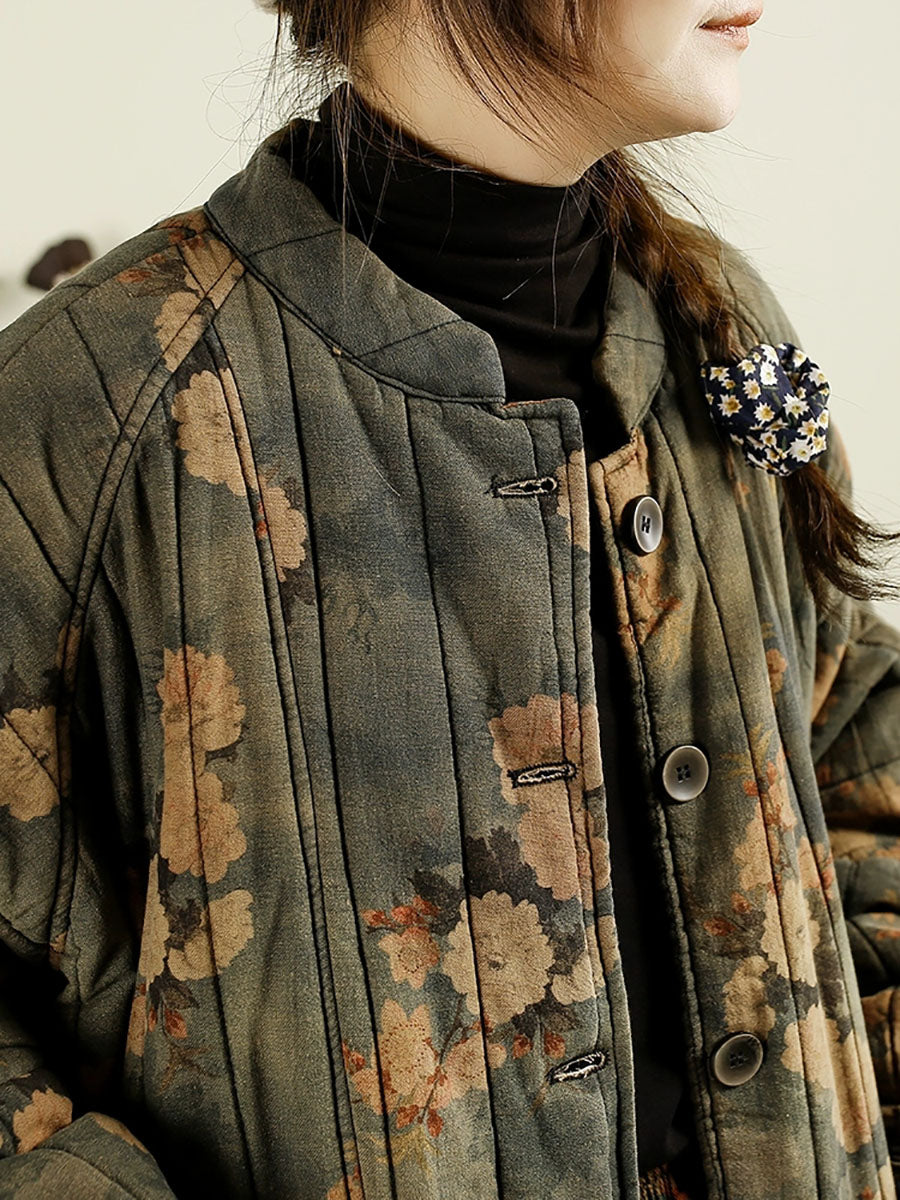Autumn Flower Cotton Cardigan Coat Ba1017