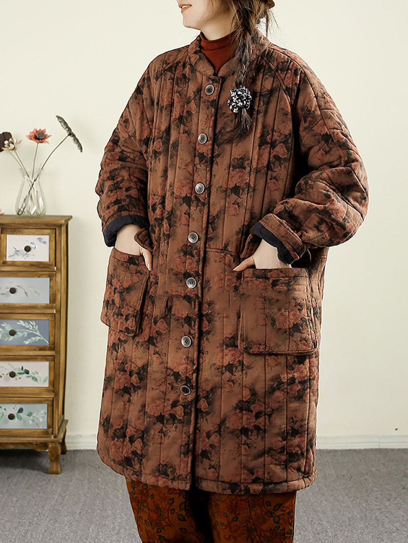 Autumn Flower Cotton Cardigan Coat Ba1017