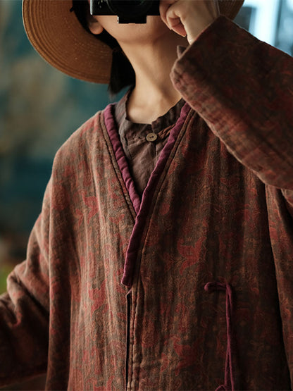 Winter 100%cotton V-neck Coat Ba1026