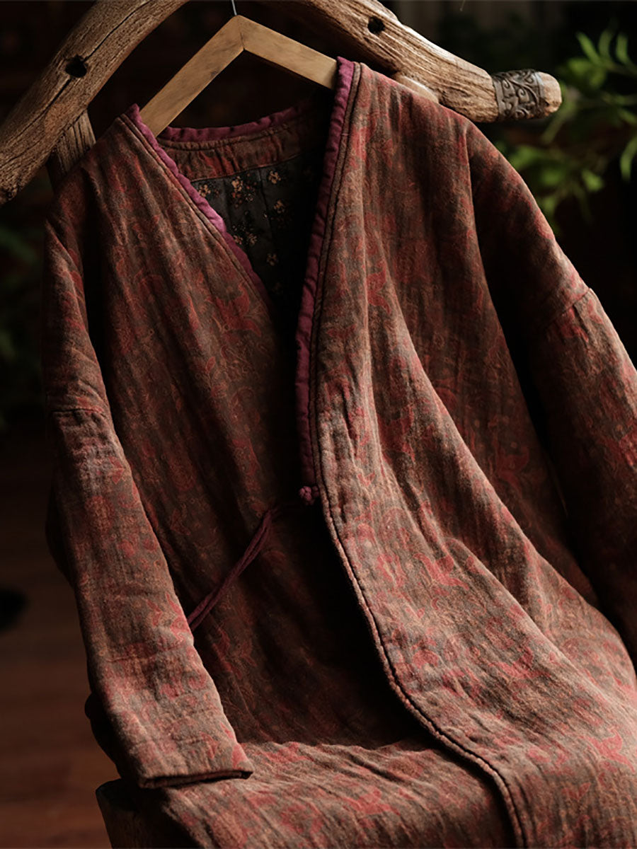 Winter 100%cotton V-neck Coat Ba1026