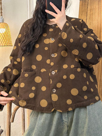 Autumn Artsy Irregular Dot Cotton Linen Coat Ba1002