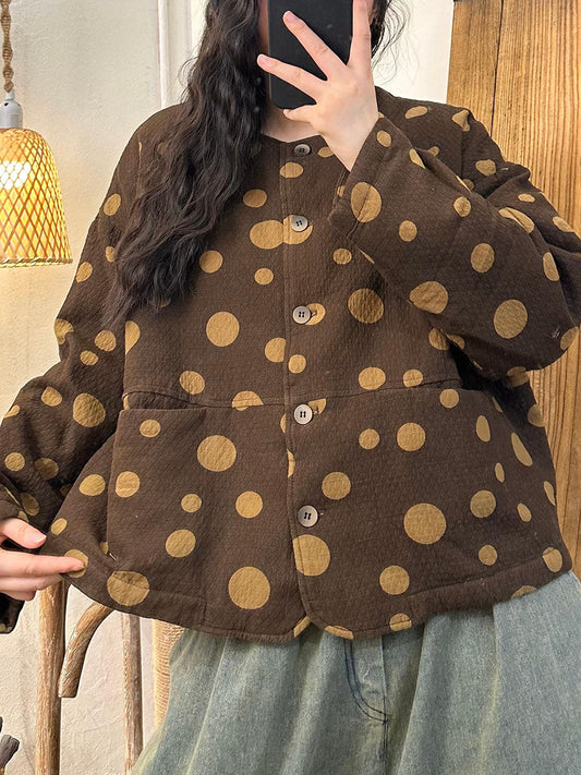 Autumn Artsy Irregular Dot Cotton Linen Coat Ba1002