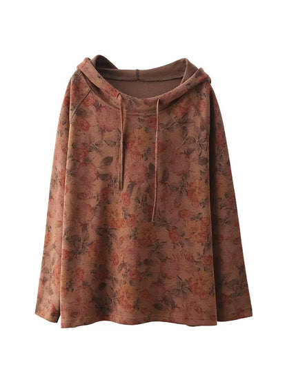 Autumn Flower Hooded Cotton Sweatshirt Ba1012
