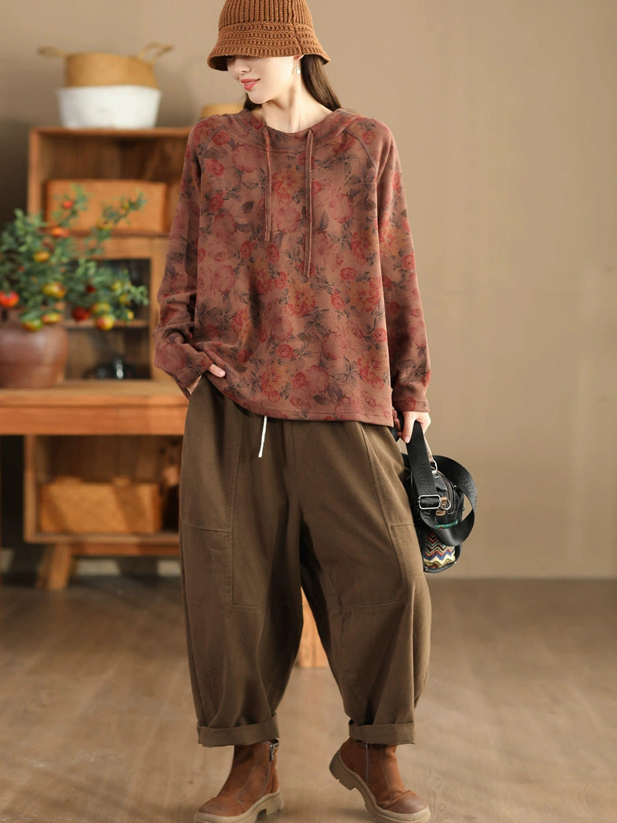 Autumn Retro Cotton Spliced Loose Harem Pants Ba1034