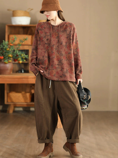 Autumn Retro Cotton Spliced Loose Harem Pants Ba1034