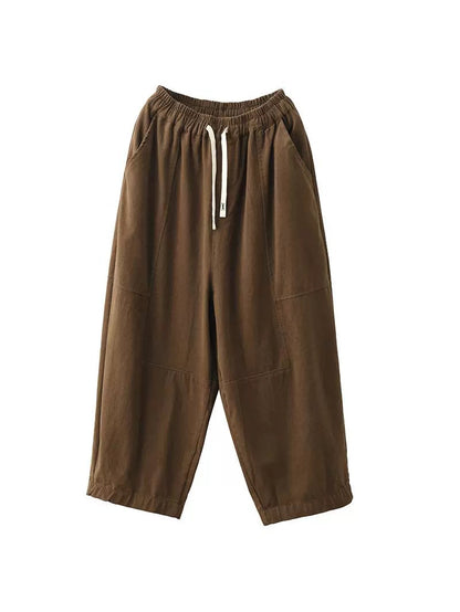 Autumn Retro Cotton Spliced Loose Harem Pants Ba1034