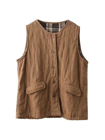 Retro O-neck Cotton Vest Coat Ba1049
