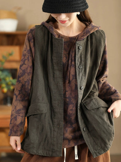 Retro O-neck Cotton Vest Coat Ba1049