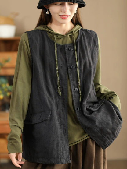 Retro O-neck Cotton Vest Coat Ba1049
