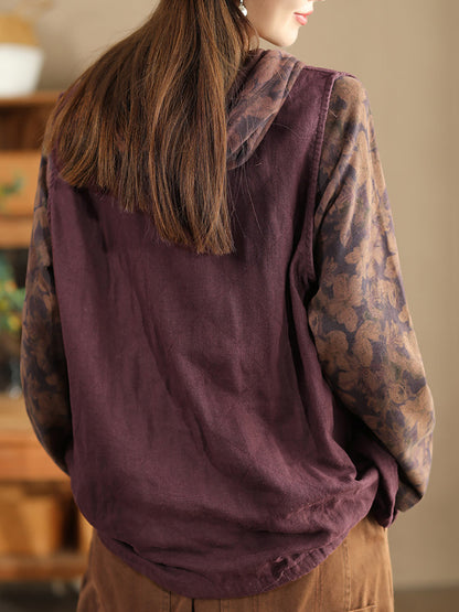 Retro O-neck Cotton Vest Coat Ba1049