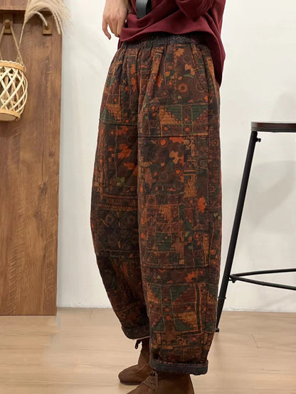 Autumn Retro Cotton Plaid Patch Straight Pants Ba1061
