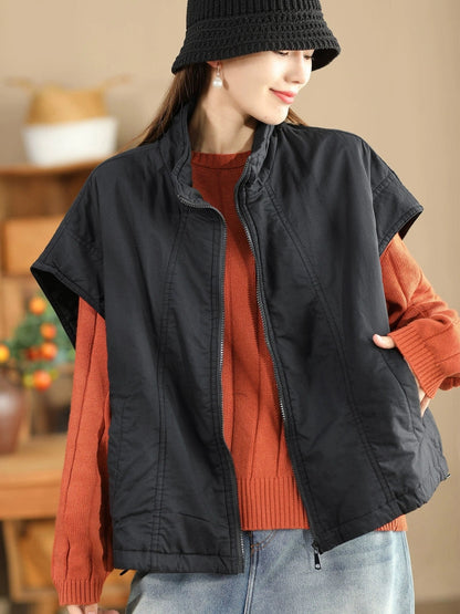 Retro Stand Collar Cotton Vest Coat Wg019