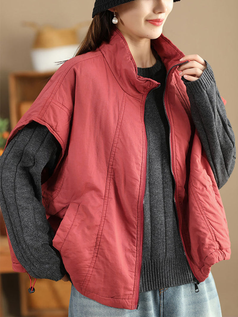 Retro Stand Collar Cotton Vest Coat Wg019