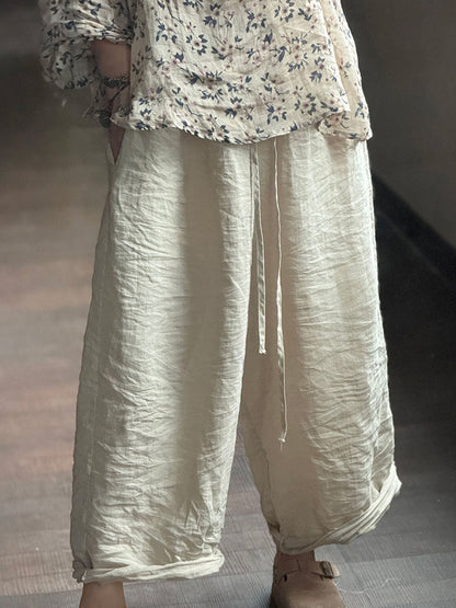 Autumn Loose Ramie Wide-leg Pants Ba1073