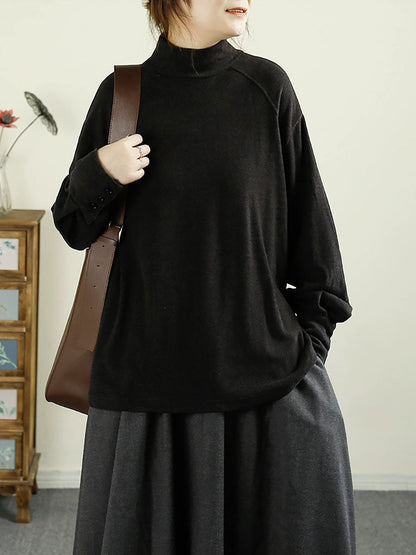 Autumn Tuetleneck Button Cotton Blouse Ba1067