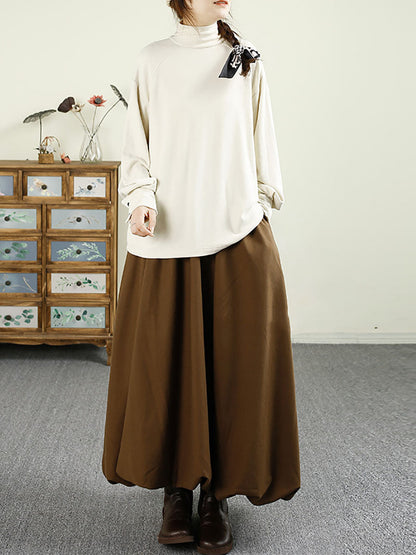 Autumn Tuetleneck Button Cotton Blouse Ba1067