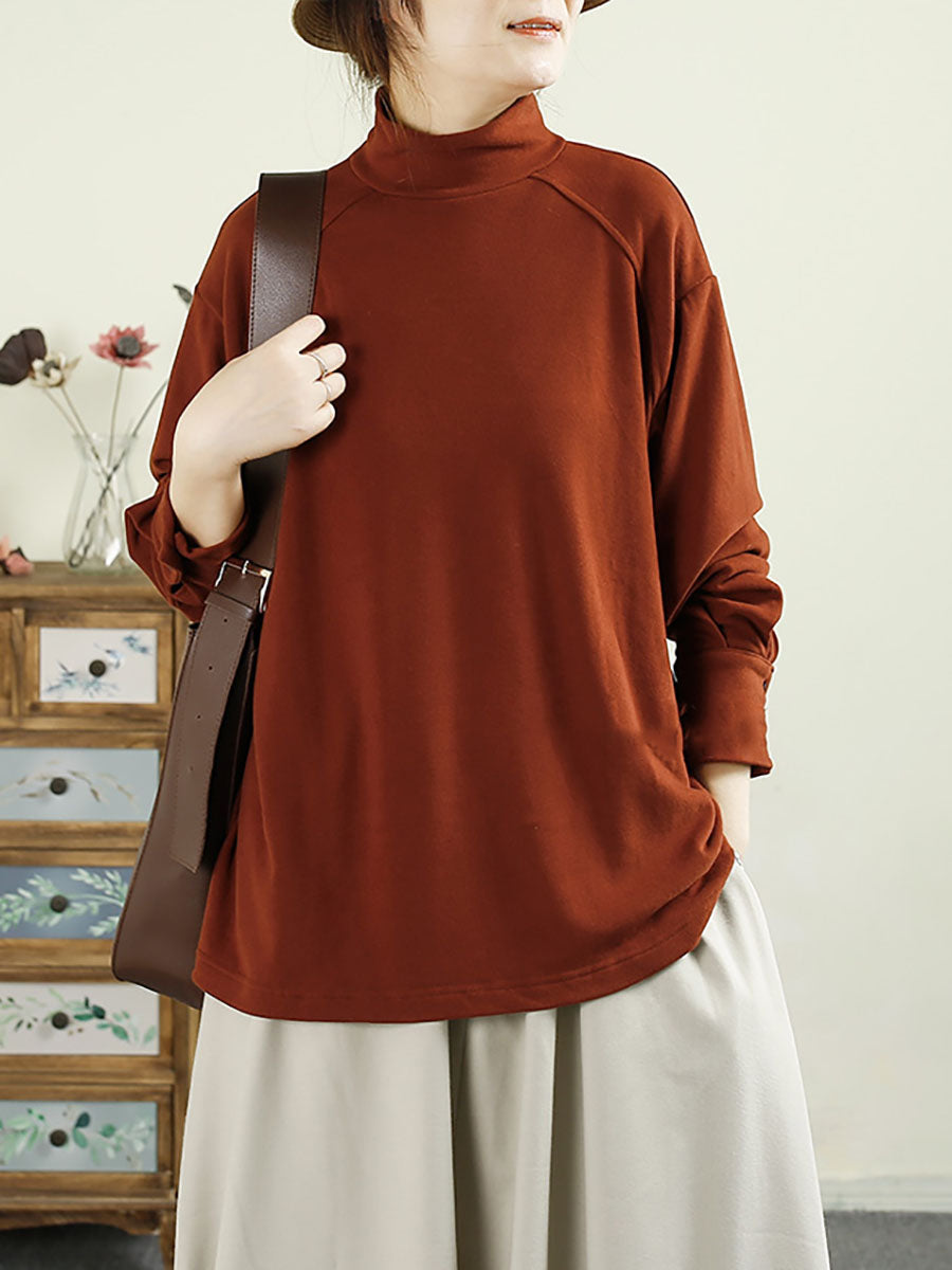 Autumn Tuetleneck Button Cotton Blouse Ba1067