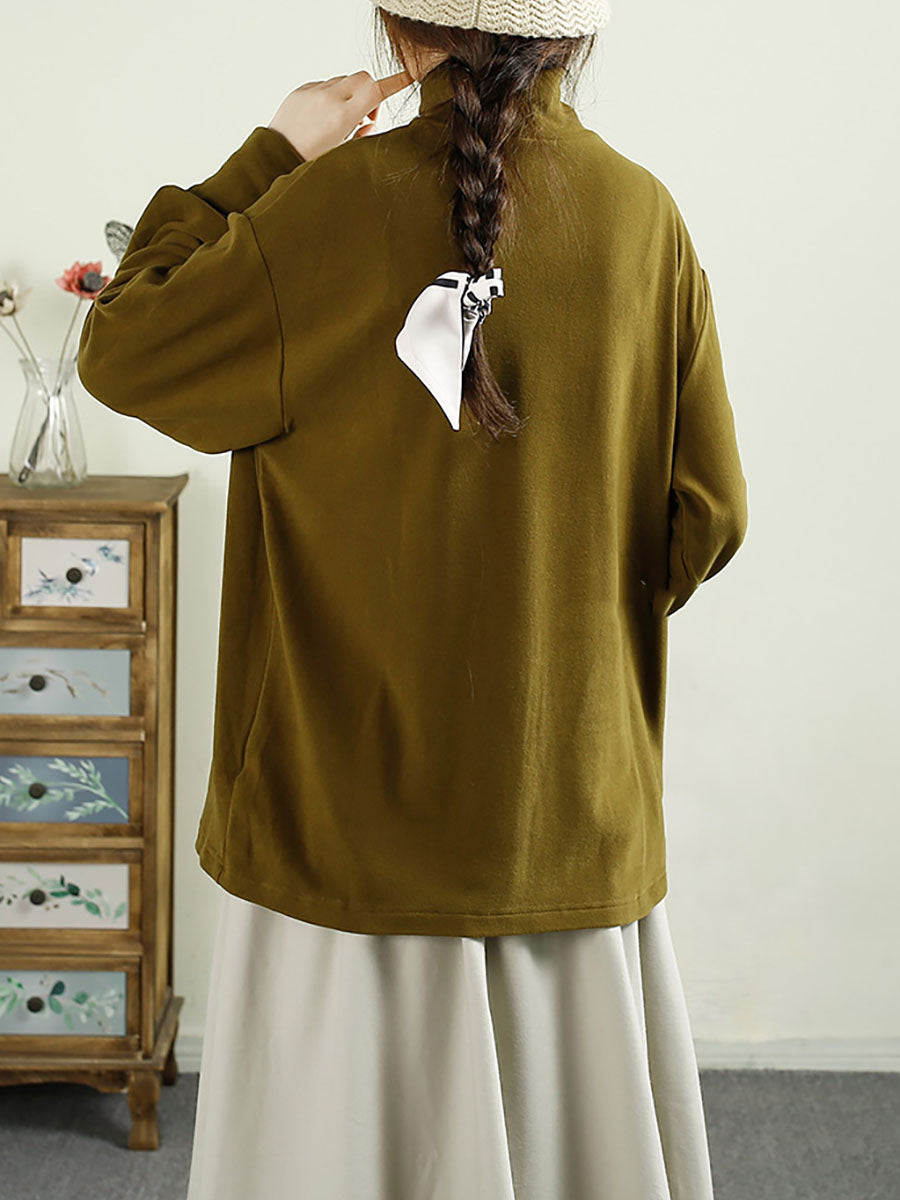 Autumn Tuetleneck Button Cotton Blouse Ba1067