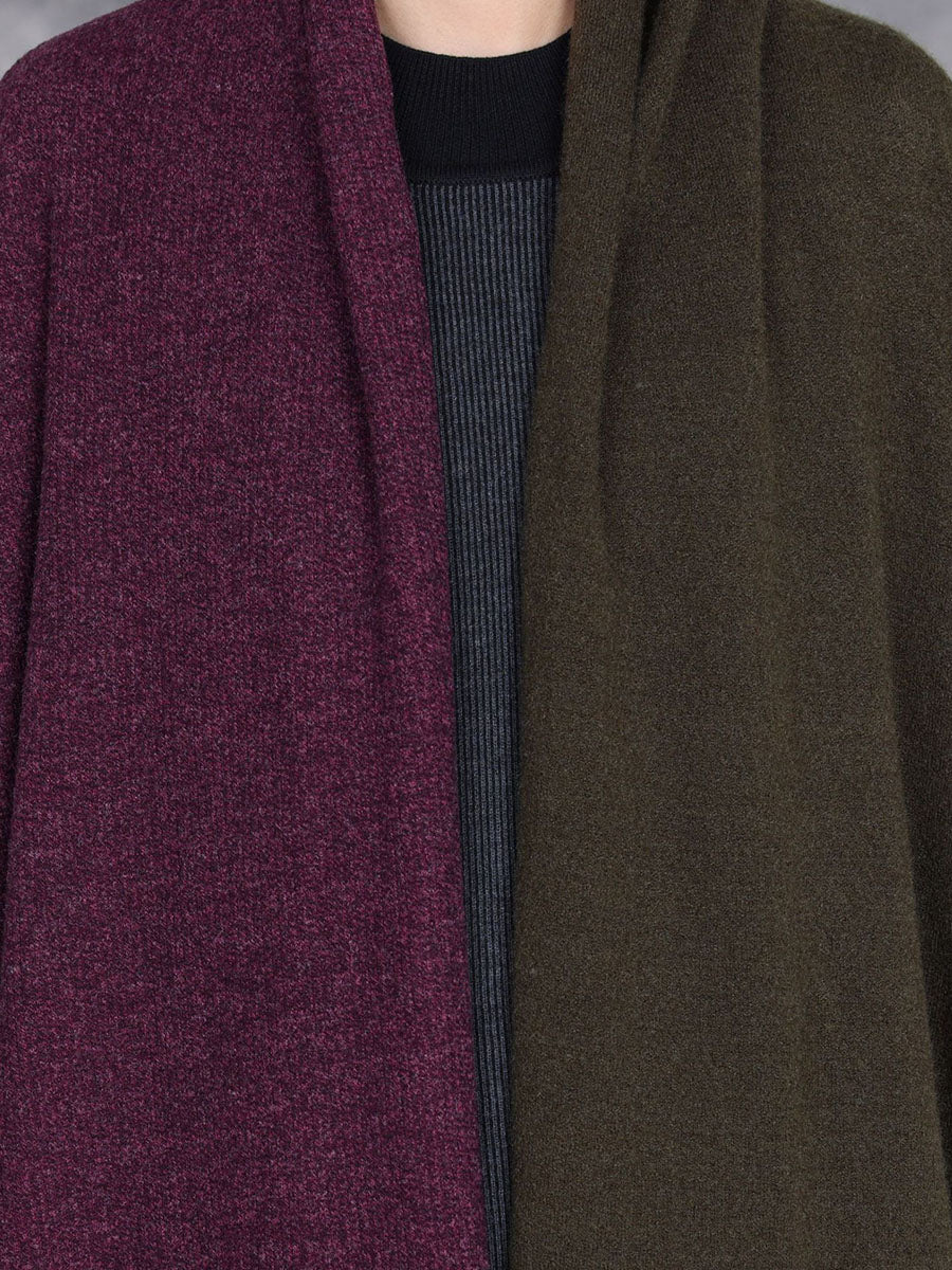 Autumn Artsy Irregular Colorblock V-neck Cardigan Coat Ba1057