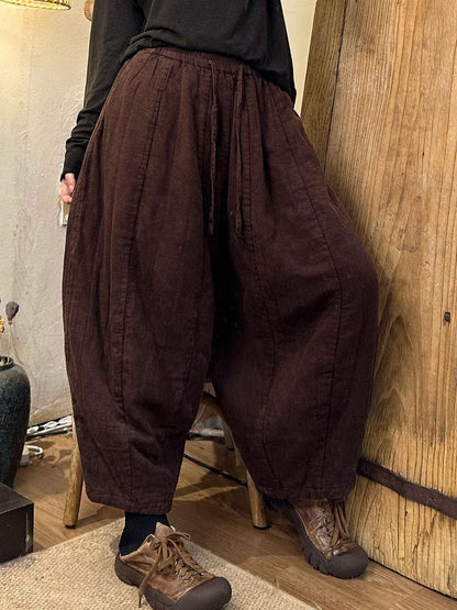 Autumn Spliced Linen Harem Pants Ba1066
