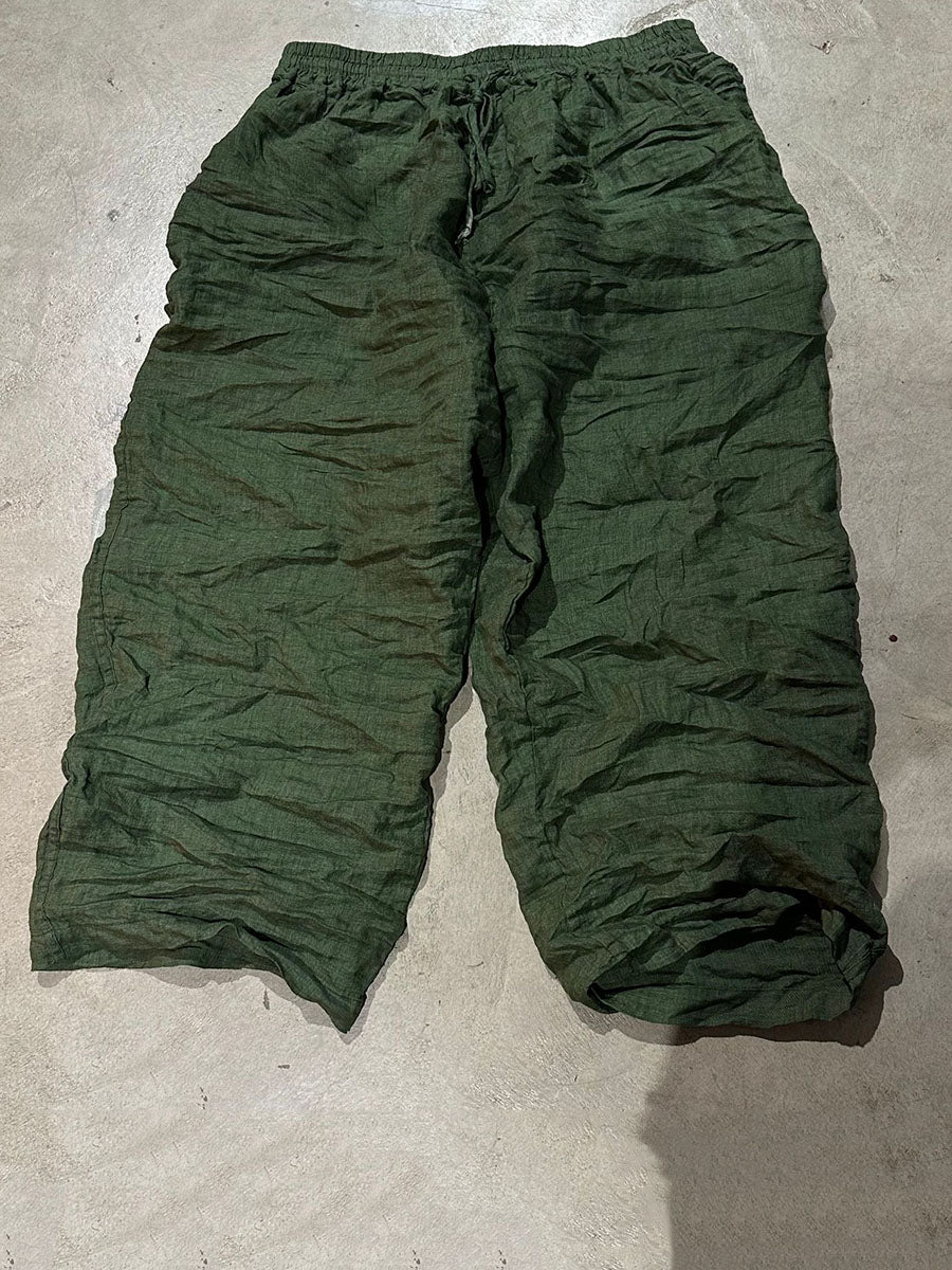 Autumn Pure Color Linen Wide-leg Pants Qu008