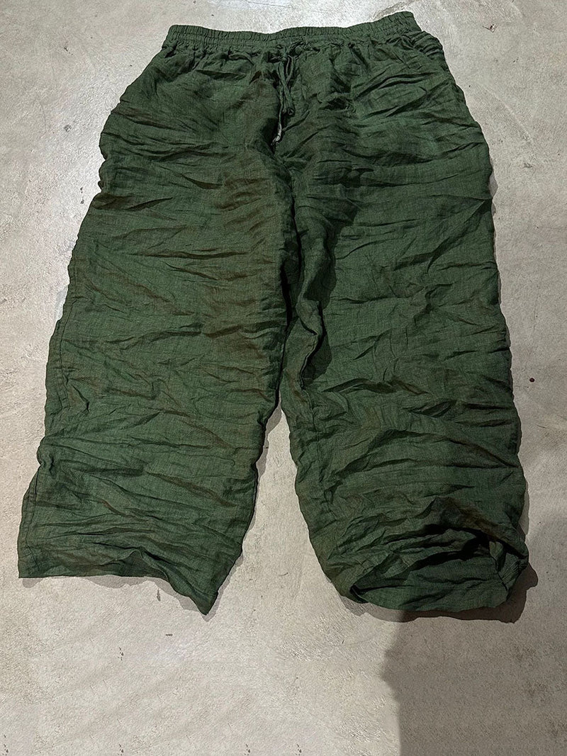 Autumn Pure Color Linen Wide-leg Pants Qu008
