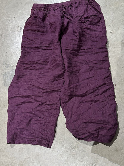Autumn Pure Color Linen Wide-leg Pants Qu008