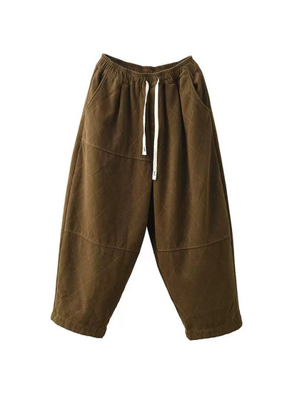 Autumn Rhomboid Cotton Harem Pants Wg013