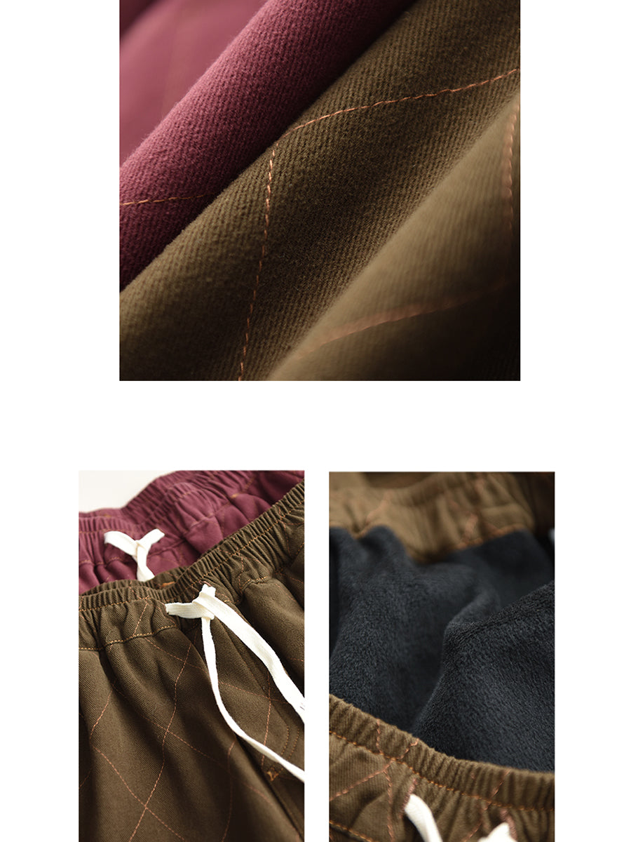 Autumn Rhomboid Cotton Harem Pants Wg013