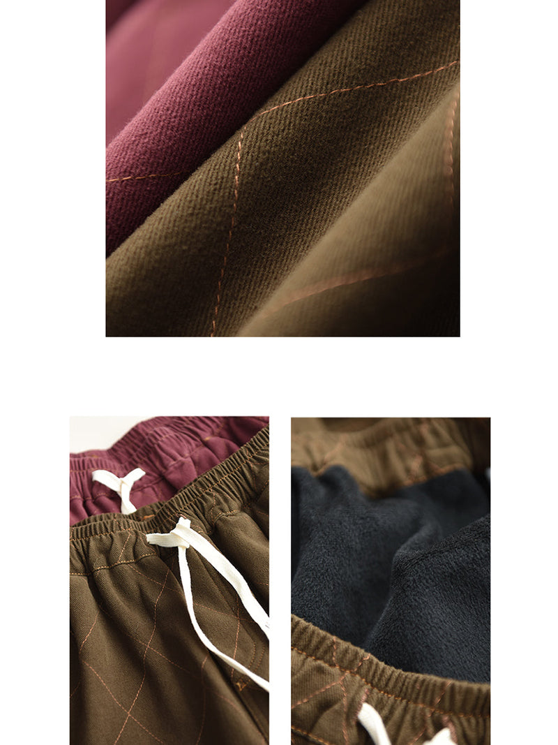 Autumn Rhomboid Cotton Harem Pants Wg013