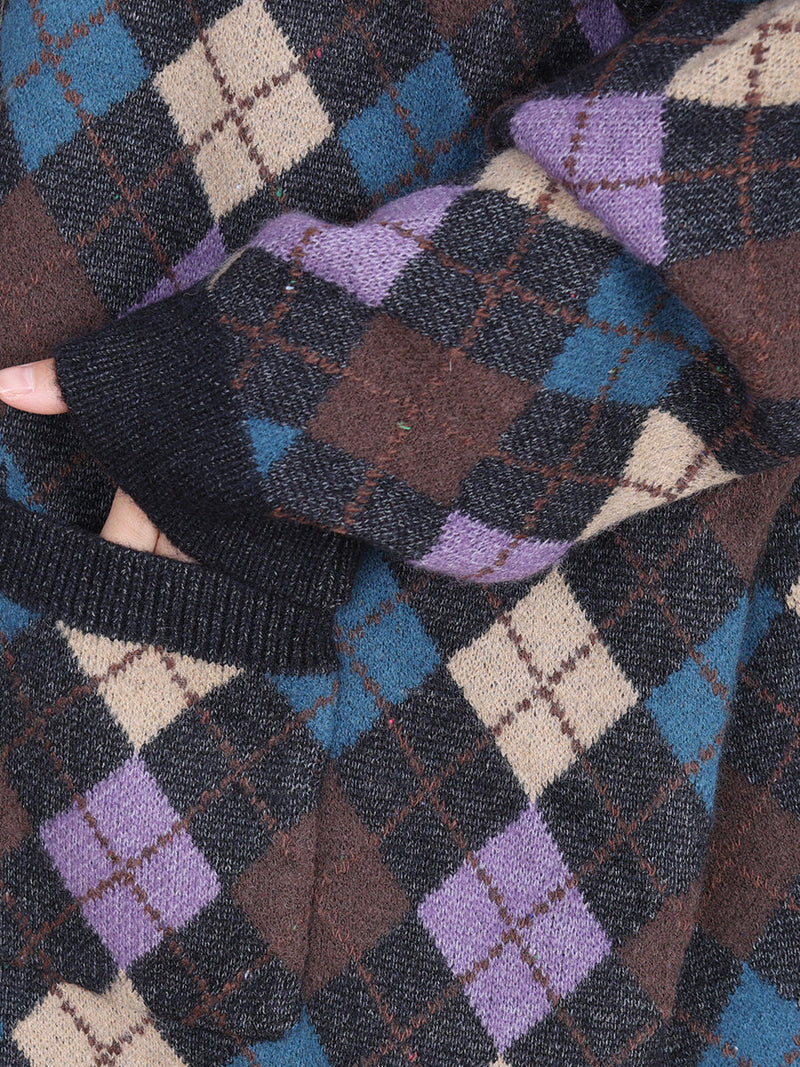 Autumn Artsy Rhomboids Cardigan Sweater Coat Wg017