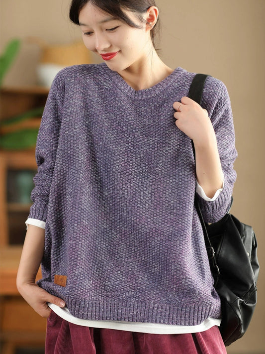 Autumn O-neck Loose Knit Sweater Wg004