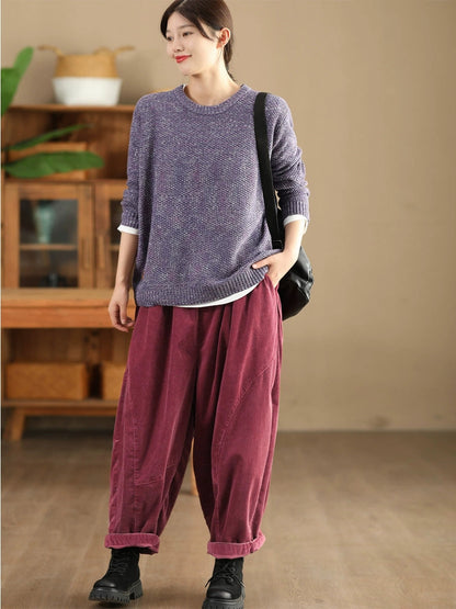 Autumn O-neck Loose Knit Sweater Wg004