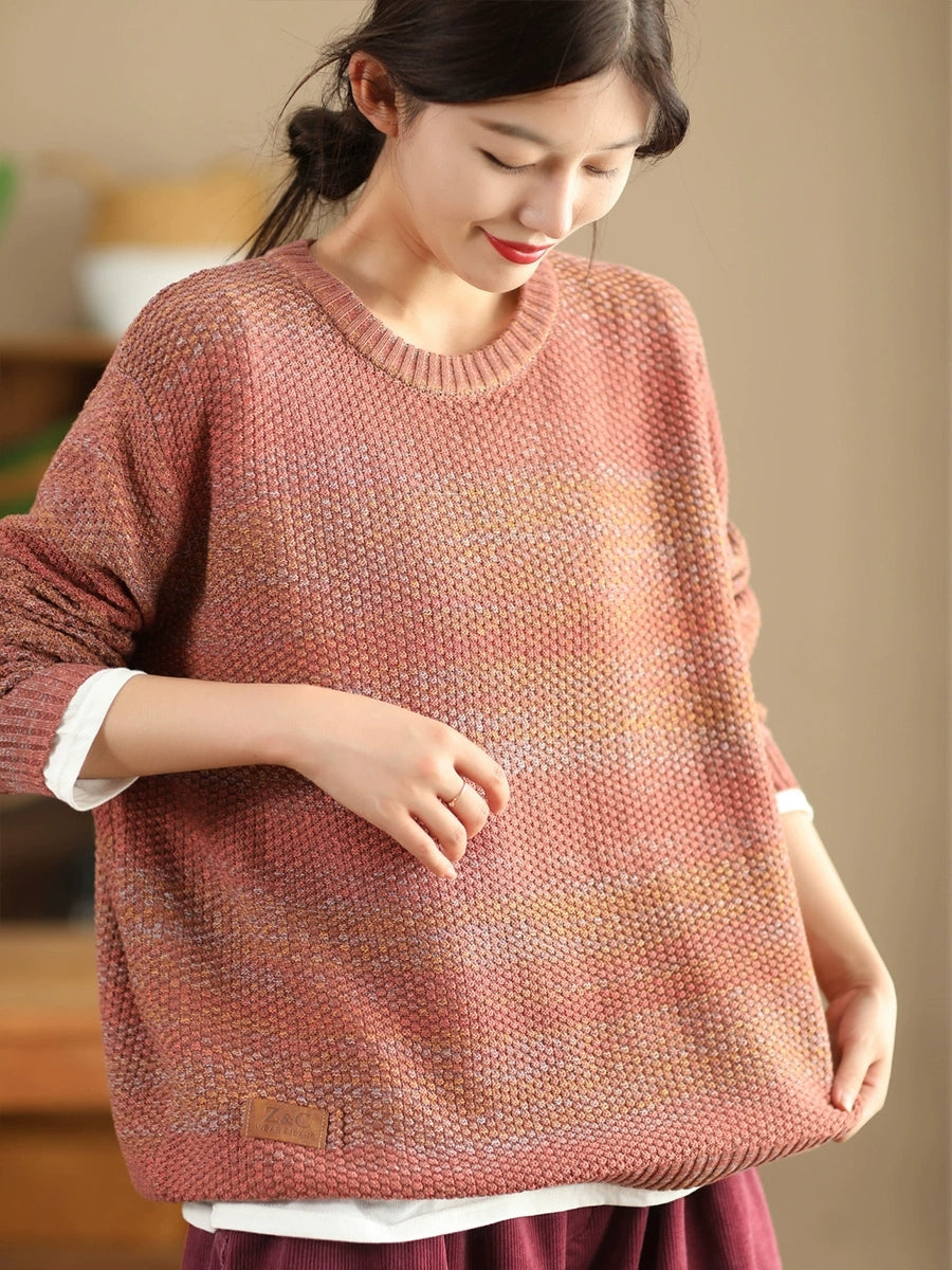 Autumn O-neck Loose Knit Sweater Wg004