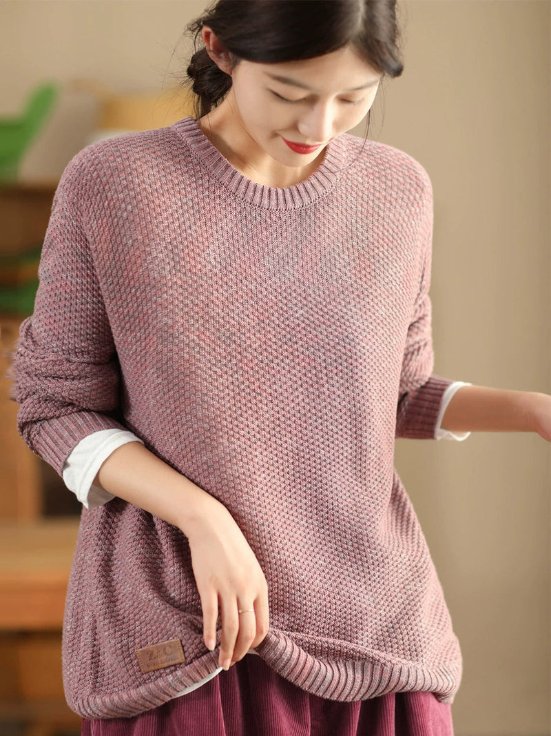 Autumn O-neck Loose Knit Sweater Wg004