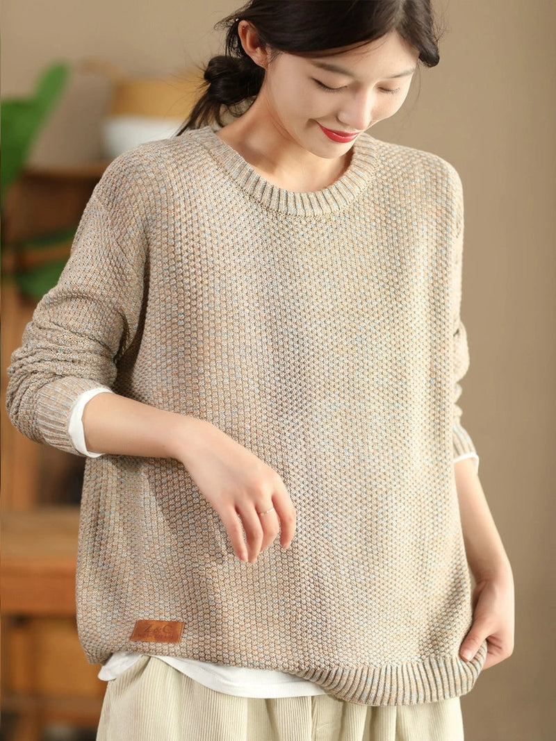 Autumn O-neck Loose Knit Sweater Wg004