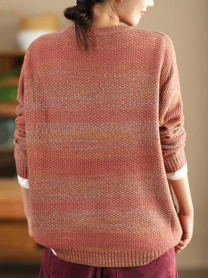Autumn O-neck Loose Knit Sweater Wg004